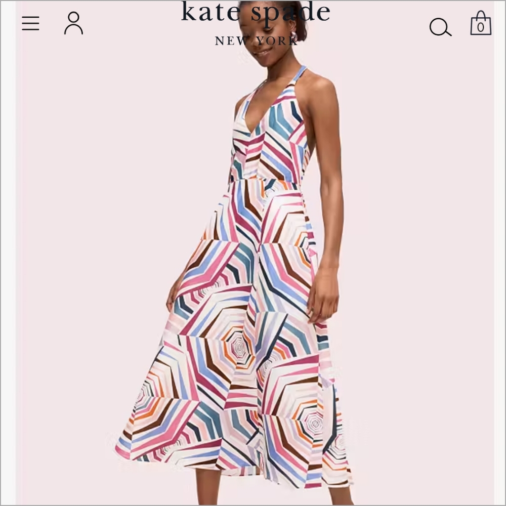 kate spade Multicolor Geometric Midi Dress - Pink, Blue, Brown, White